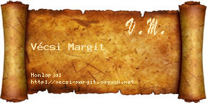 Vécsi Margit névjegykártya